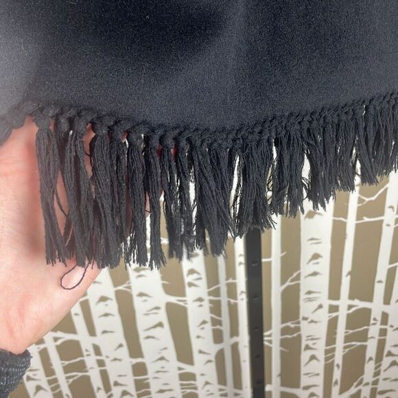 Ellen Tracy Fringe Trim Wool Felt Pencil Skirt 12 Black - Picture 5 of 8